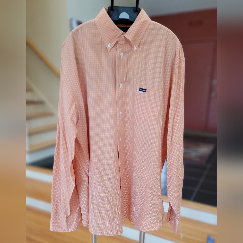 Faconnable men's shirt orange check